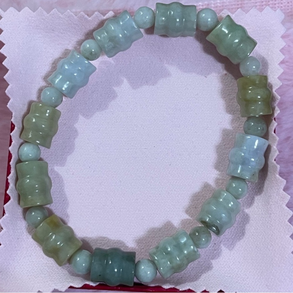 Certified Grade A BURMA Green Jade Jadeite Beaded Bracelet